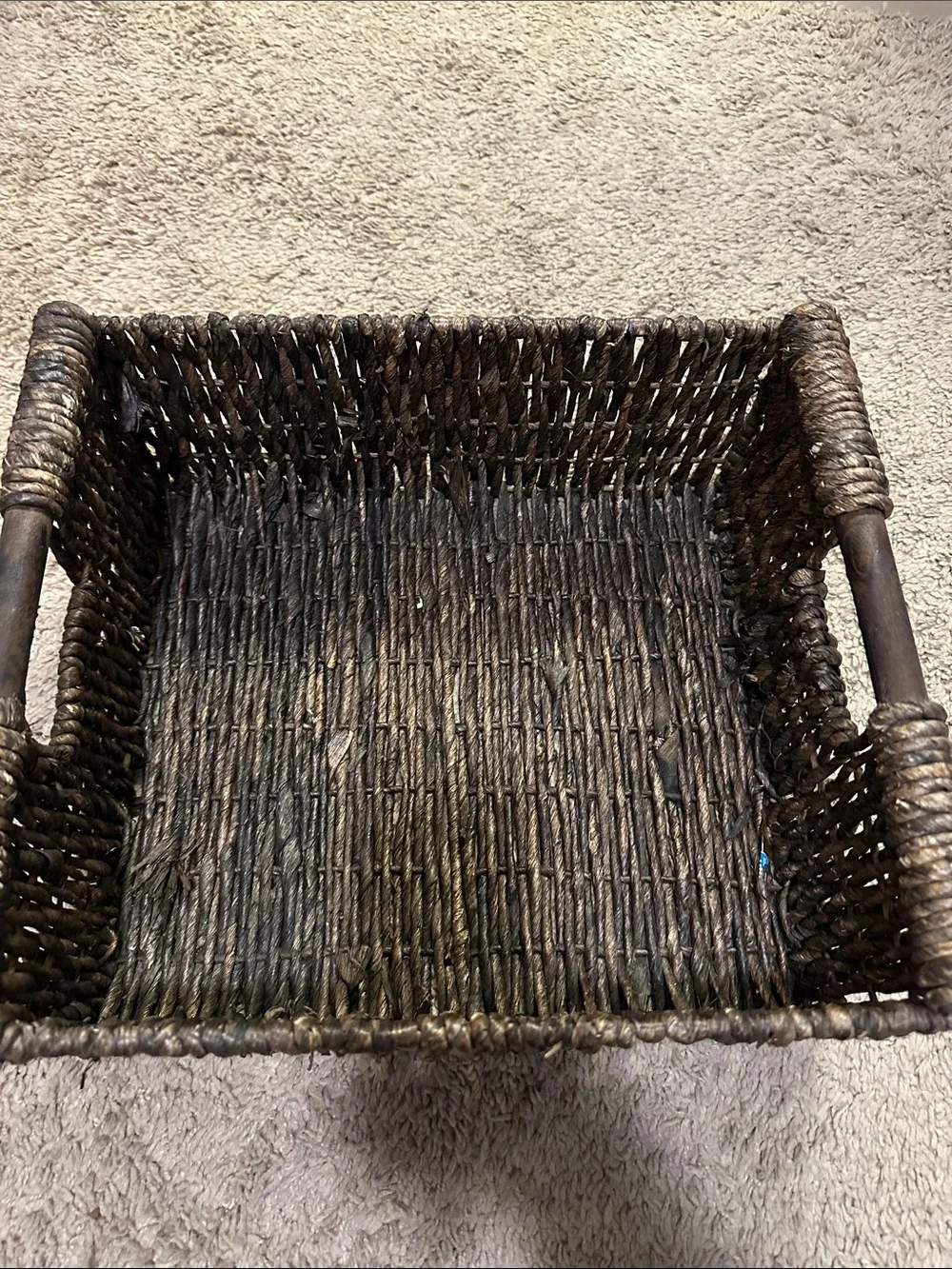 Woven Storage Basket and Faux Plants